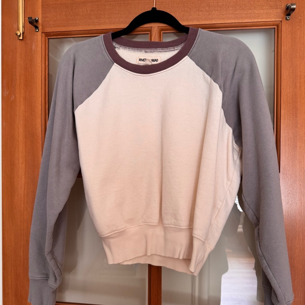 Two-Tone Gray and Cream Women's Sweater